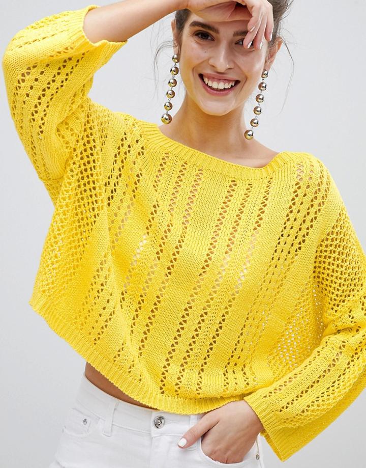Stradivarius Loose Knit Sweater - Yellow