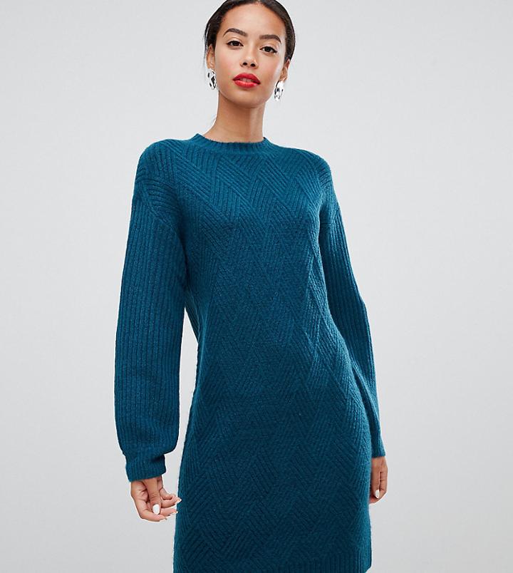 Asos Design Tall Moving Rib Sweater Dress-green