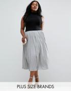 Elvi Plus Pleated Skirt - Gray