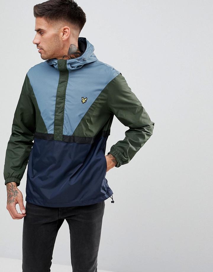 Lyle & Scott Overhead Windbreaker In Green/blue/navy - Green
