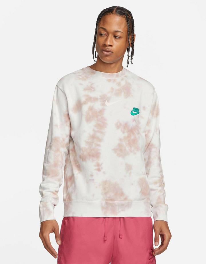 Nike Festival Tie Dye Graphic Crew Neck Sweatshirt In Sand-brown