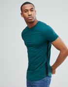 Asos Longline Muscle Fit T-shirt With Curve Hem And Gusset Contrast - Multi