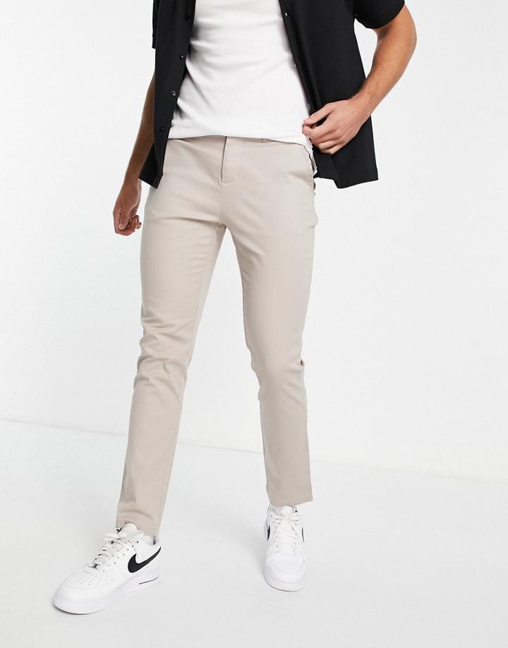 Asos Design Slim Chinos In Light Beige-neutral