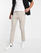 Asos Design Slim Chinos In Light Beige-neutral