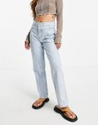 Bolongaro Trevor Madonna Straight Leg Seam Detail Jeans In Bleach Blue-blues