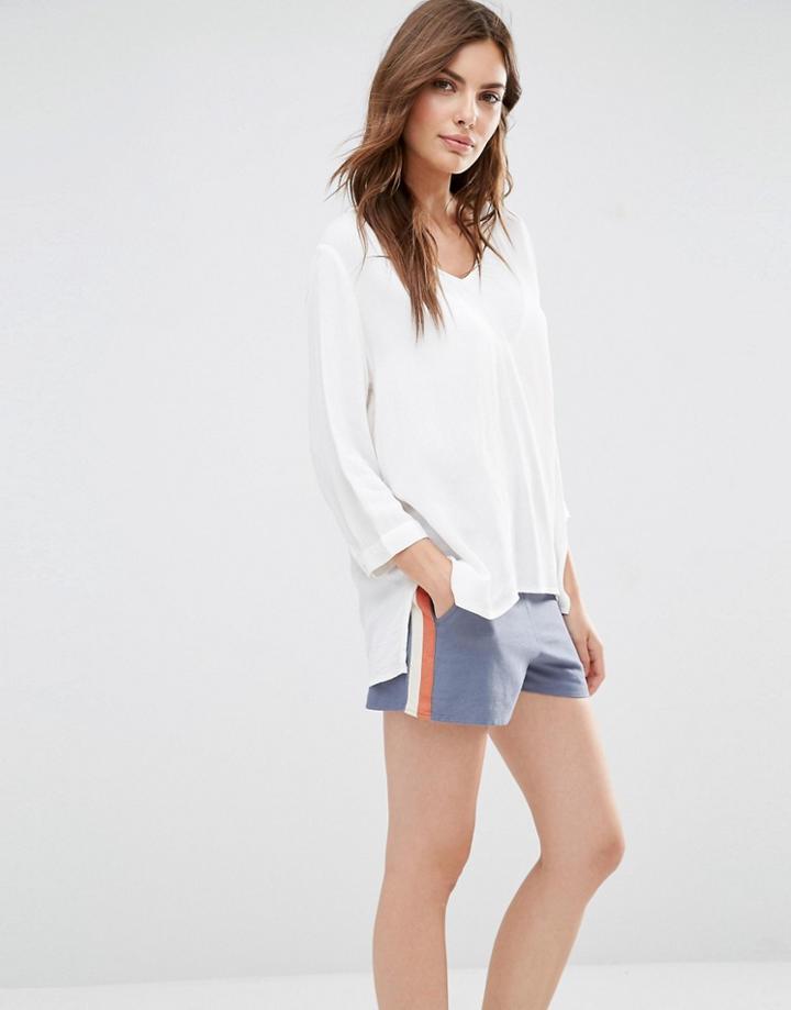 Vila Relaxed V Neck Blouse - Snow White