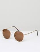 D-struct Round Sunglasses In Gold - Gold