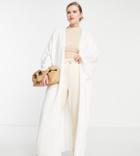 Pretty Lavish Curve Kimono Sleeve Knit Cardigan In Cream-white