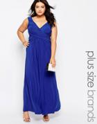 Goddiva Plus Maxi Dress With Wrap Front - Royal Blue