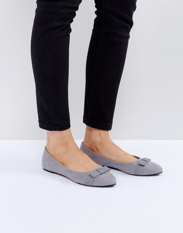 Raid Bow Point Ballet Shoes - Gray