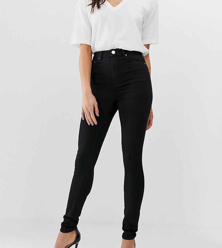 Asos Design Tall Ridley High Waisted Skinny Jeans In Clean Black