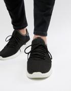 New Look Knitted Detail Sneakers In Black - Black
