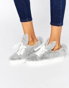 Minna Parrika Faux Pony Gray Low Top Ears & Tail Sneakers - Gray