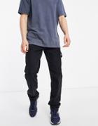 River Island Relaxed Fit Carpenter Jeans In Washed Black