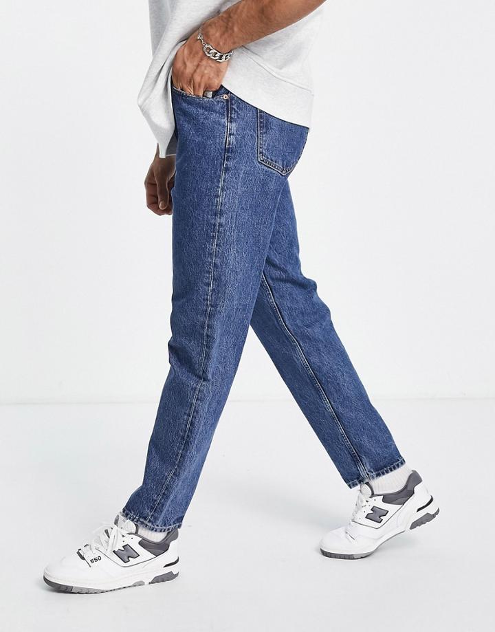Dr Denim Rush Tapered Jeans In Mid Wash-blue