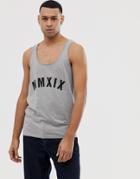 Asos Design Tank With Roman Numeral Text - Gray