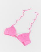 Asos Design Fuller Bust Shirred V Underwire Bikini Top In Hot Pink