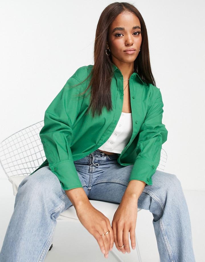 Pull & Bear Long Sleeve Shirt In Green