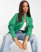 Pull & Bear Long Sleeve Shirt In Green