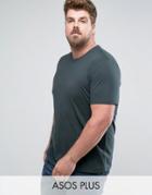 Asos Plus T-shirt With Crew Neck In Green - Green