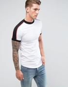 Asos Extreme Muscle Longline T-shirt With Curve Hem And Shoulder Panels - White
