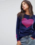 Oasis Heart Printed Sweater - Navy
