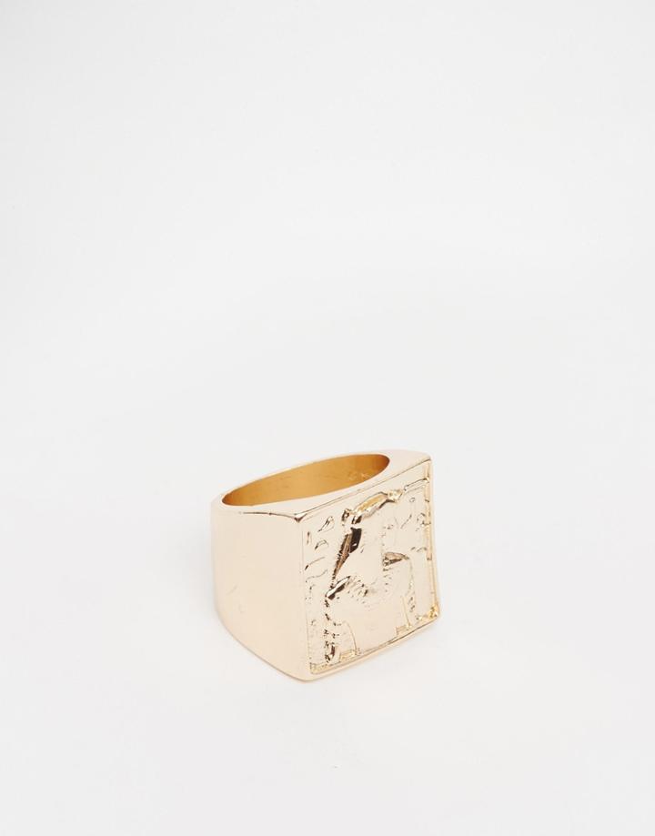 Asos Ring In Gold With Egyptian Design - Shiny Gold