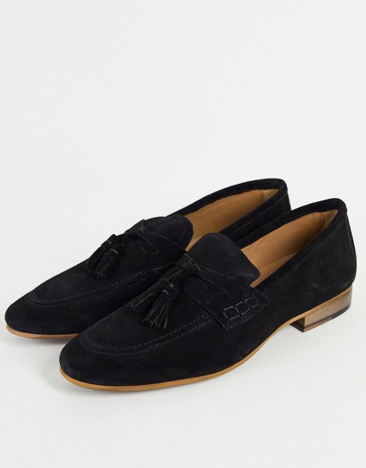 Topman Black Real Suede Collins Derby Shoes