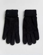 Esprit Gloves With Leather Patch - Black