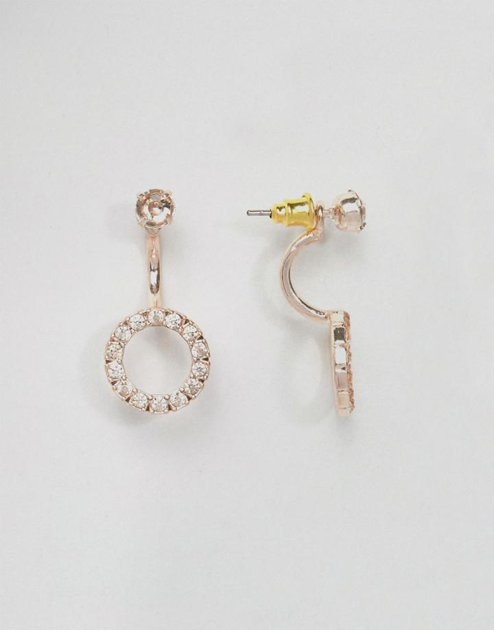 Oasis Pave Circle Through & Through Earrings - Rose Gold
