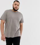Asos Design Plus Relaxed Fit T-shirt With Crew Neck In Beige