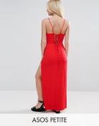 Asos Petite Lace Up Back Maxi Dress - Red