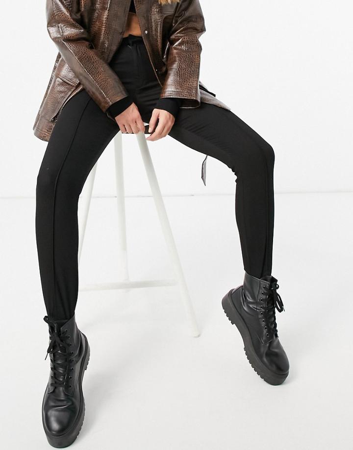 Asos Design Skinny Stirrup Jeans In Washed Black