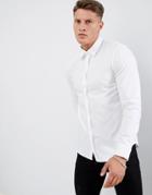 Armani Exchange Slim Fit Chest Logo Oxford Shirt In White - White