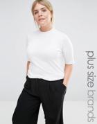New Look Plus Ribbed High Neck Top - White