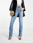 Asos Design Hourglass High Rise 'lift And Contour' Stretch Flare Jeans In Brightwash-blue