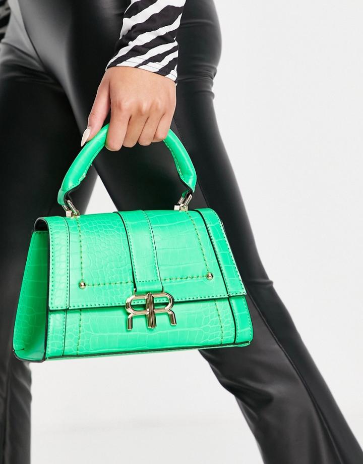 River Island Neon Mini Tote In Green