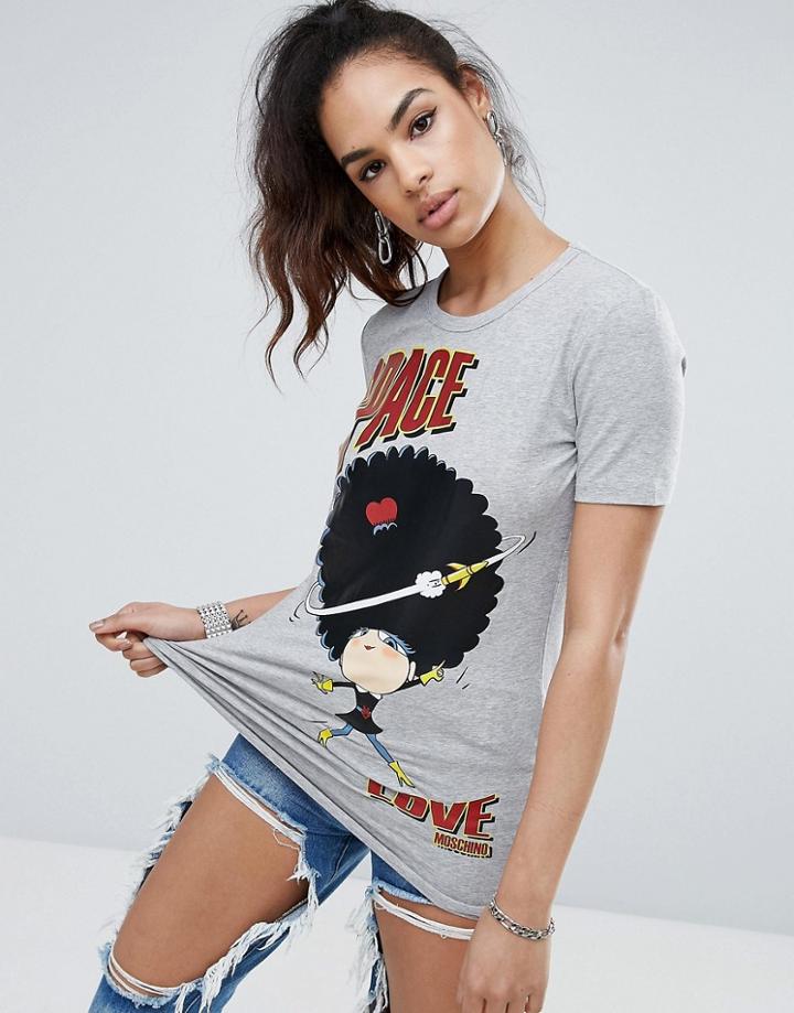Love Moschino Space Afro T-shirt - Gray