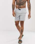 Asos Design Swim Shorts In Light Gray In Mid Length