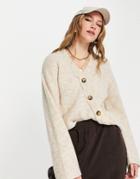 Na-kd Polyester Asymmetric Knitted Cardigan In Beige Melange - Beige-neutral