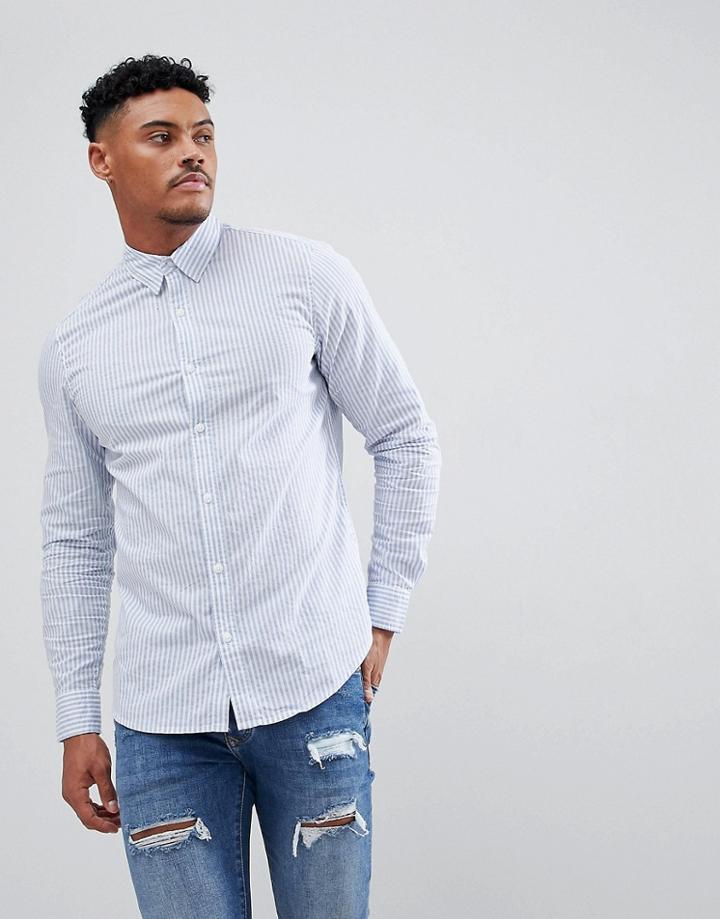 Pull & Bear Regular Fit Poplin Shirt In Blue - Blue