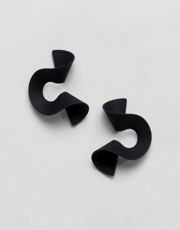 Asos Design Earrings In Abstract Twist Design In Color Metal - Black