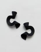 Asos Design Earrings In Abstract Twist Design In Color Metal - Black