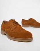 River Island Suede Brogues With Sole Detail In Tan - Tan