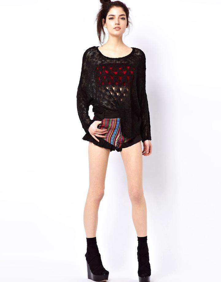 Reverse Denim Shorts - Black