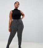 Asos Design Curve Skinny Ponte Pinstripe Pants - Multi