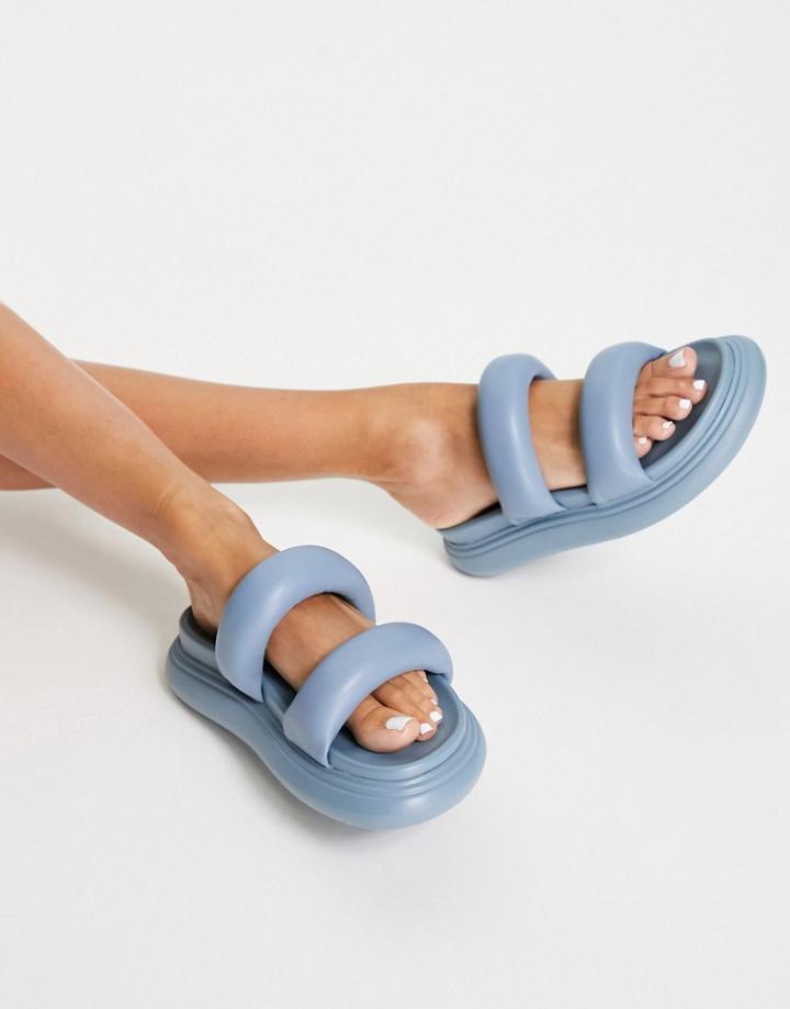 River Island Chunky Double Strap Flatform Sandal In Blue
