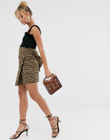 Never Fully Dressed Wrap Front Asymmetric Skirt In Leopard - Multi