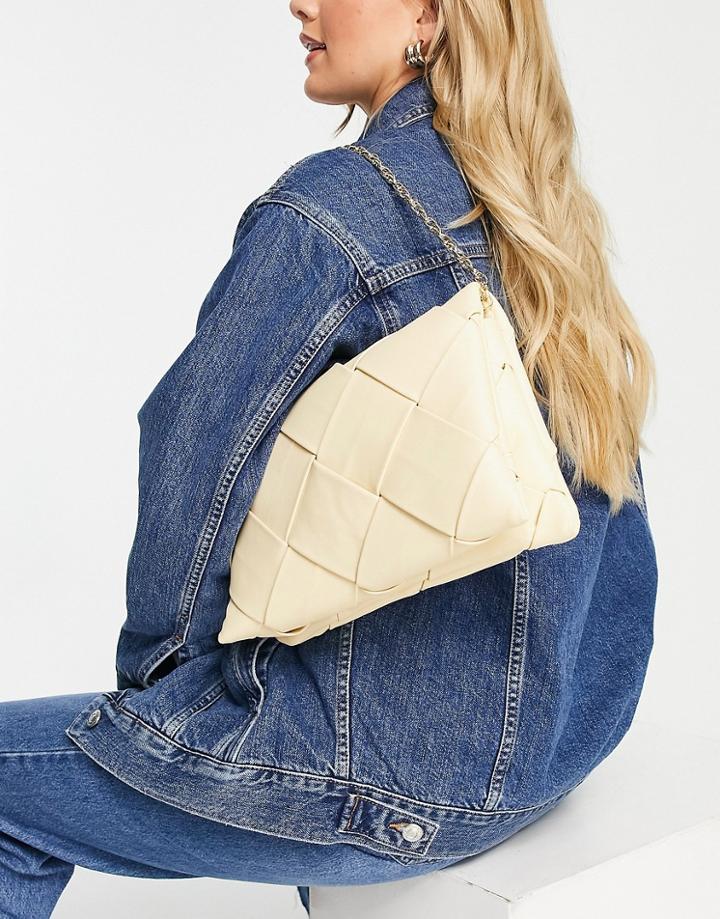 Topshop Large Woven Clutch Bag In Buttermilk-yellow