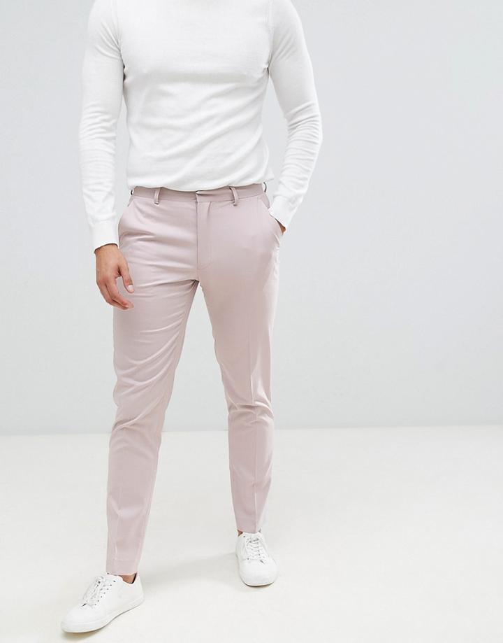 Asos Design Skinny Smart Pants In Mink - Pink